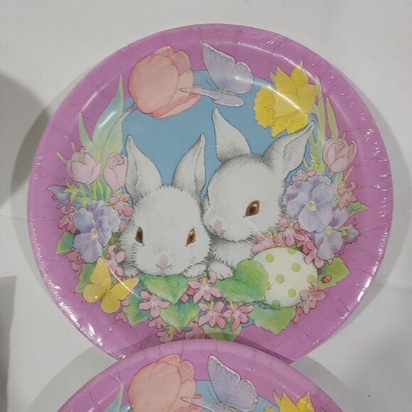 American Greetings Paper Goods Plates Napkins Cups WhiteBunny Easter Lot Vintage - Picture 6 of 6